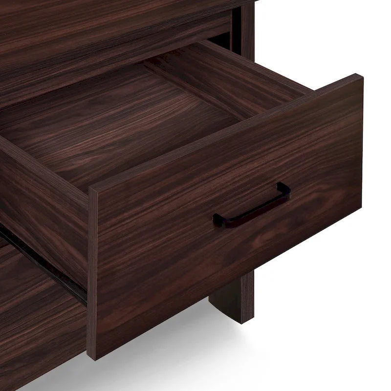 Table de chevet à 2 tiroirs avec surface aspect bois