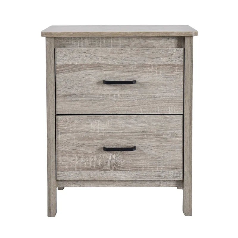 Table de chevet à 2 tiroirs avec surface aspect bois