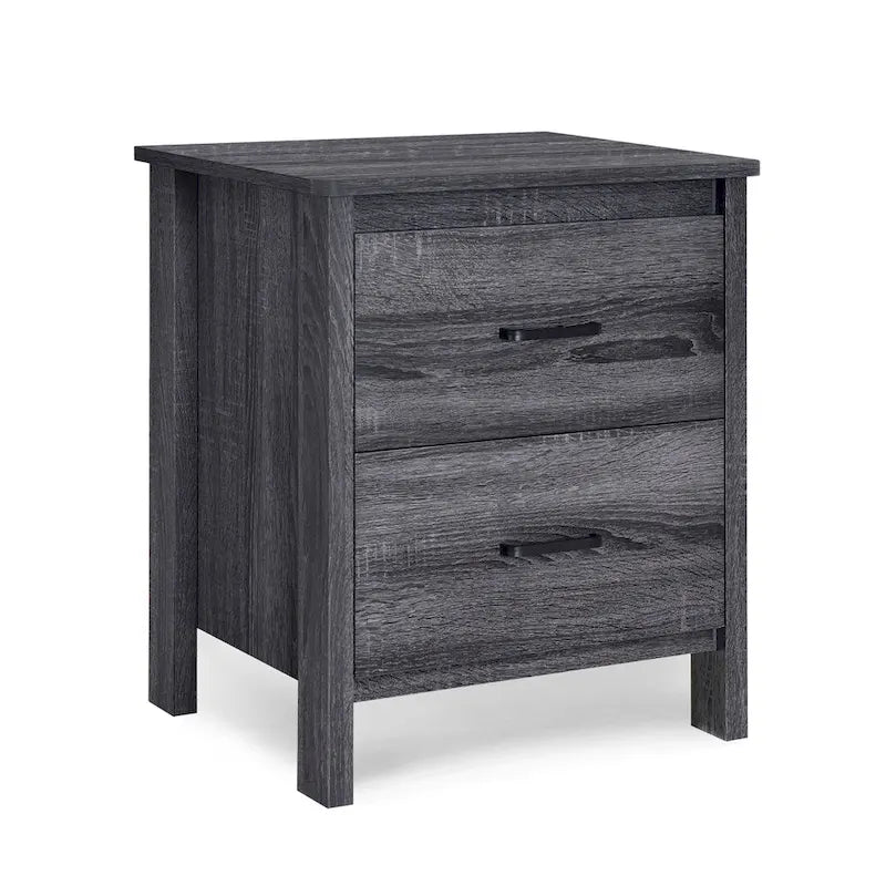 Table de chevet à 2 tiroirs avec surface aspect bois