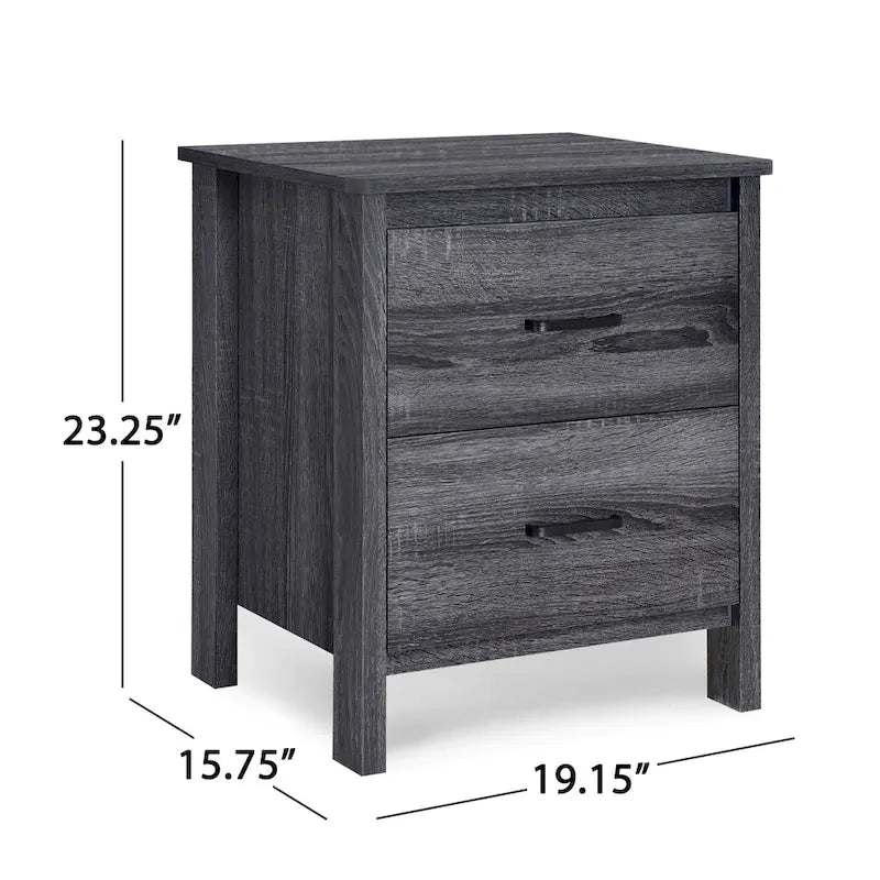 Table de chevet à 2 tiroirs avec surface aspect bois