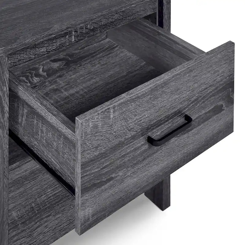 Table de chevet à 2 tiroirs avec surface aspect bois