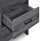 Table de chevet à 2 tiroirs avec surface aspect bois