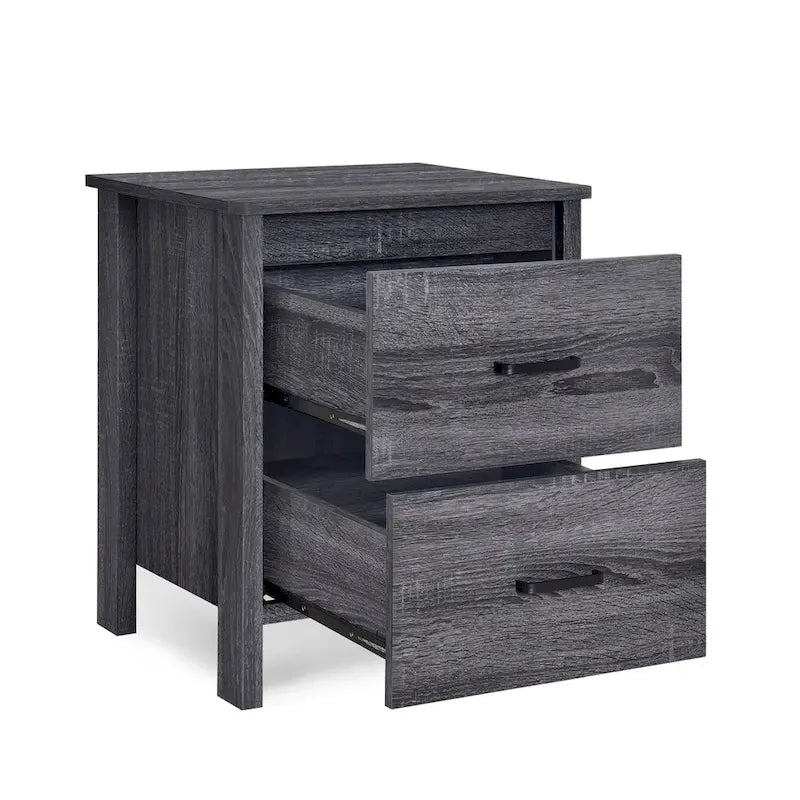 Table de chevet à 2 tiroirs avec surface aspect bois