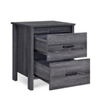 Table de chevet à 2 tiroirs avec surface aspect bois