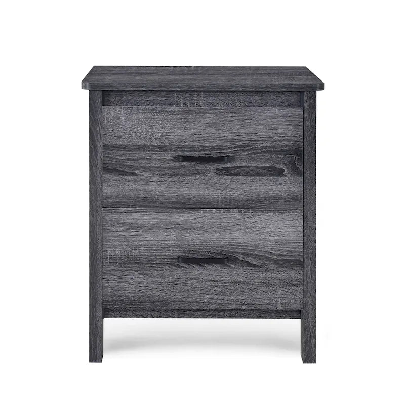 Table de chevet à 2 tiroirs avec surface aspect bois