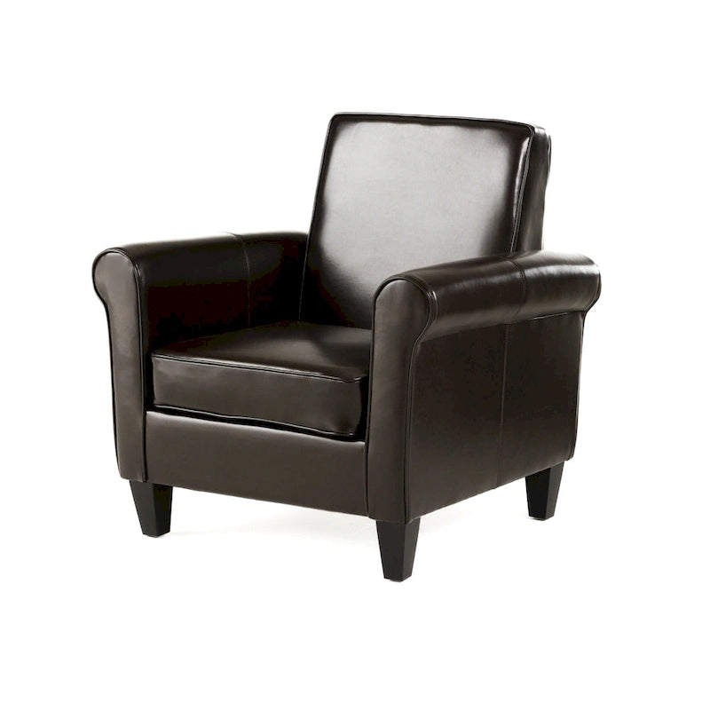 Fauteuil club en cuir reconstitué marron