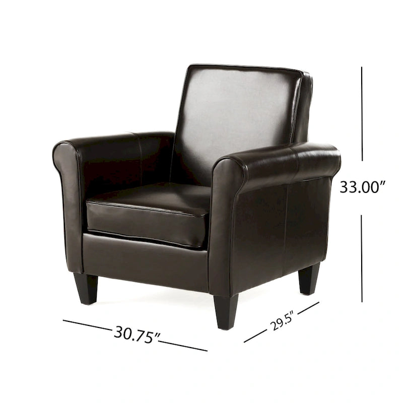 Fauteuil club en cuir reconstitué marron
