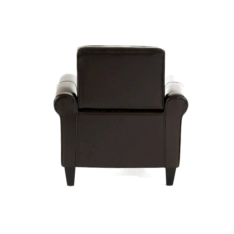 Fauteuil club en cuir reconstitué marron