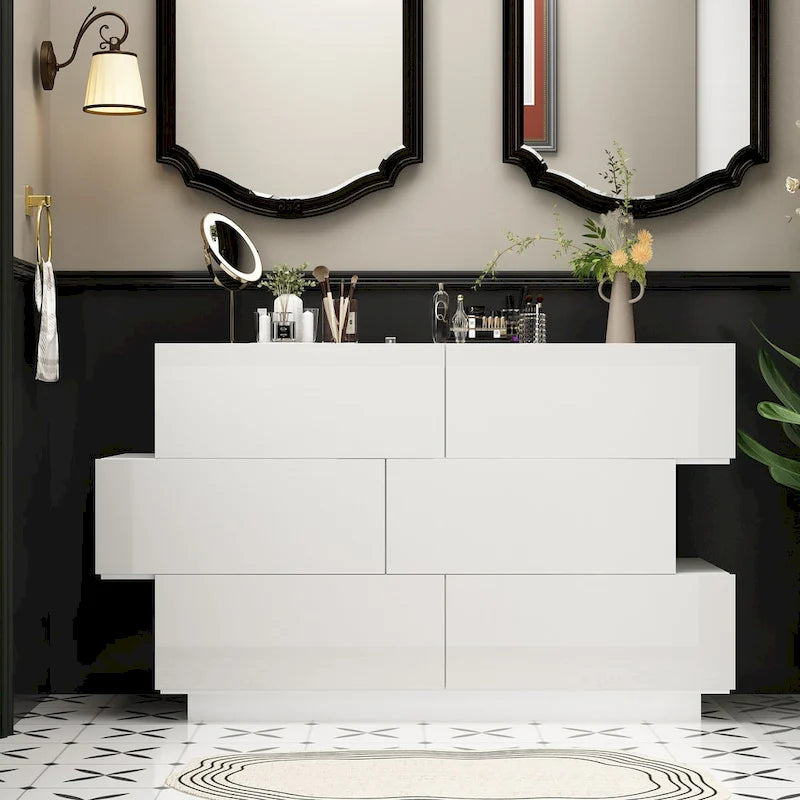 Commode 6 tiroirs au fini lustré