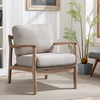 Fauteuil d'appoint du milieu du siècle avec cadre en bois massif et coussins amovibles