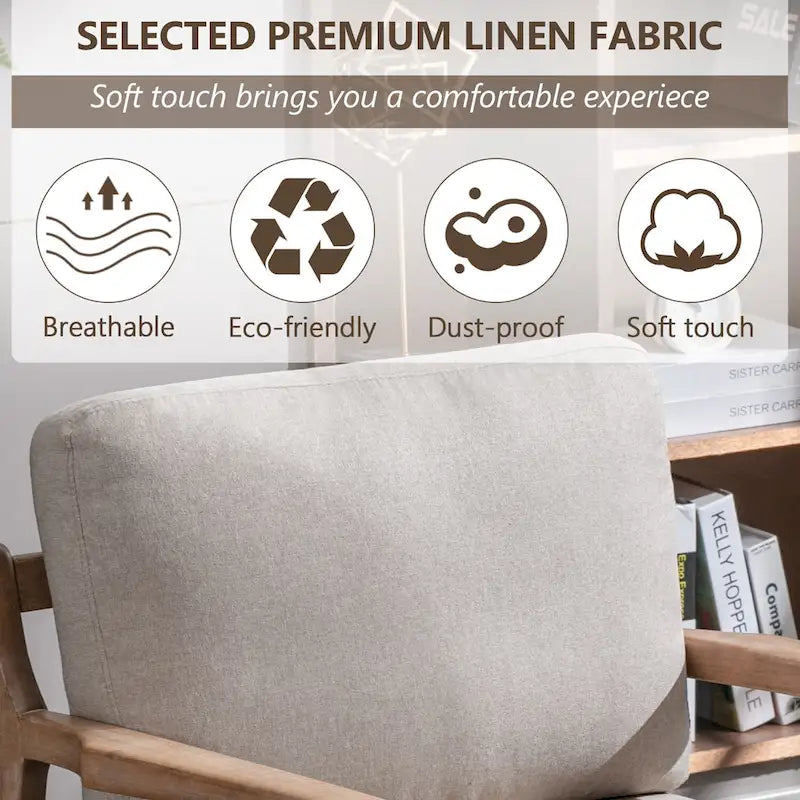 Fauteuil d'appoint du milieu du siècle avec cadre en bois massif et coussins amovibles