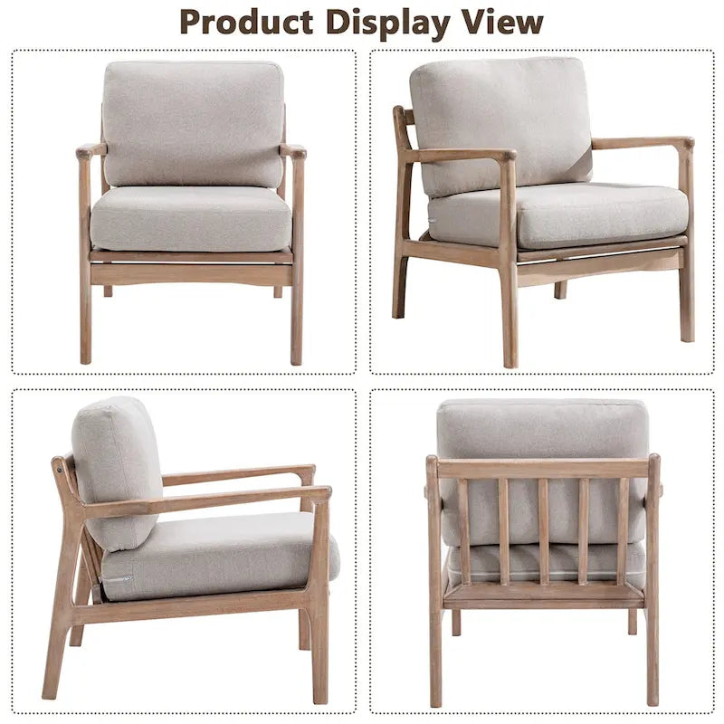 Fauteuil d'appoint du milieu du siècle avec cadre en bois massif et coussins amovibles