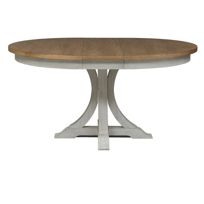 Table de salle à manger ovale sur pied de couleur blanc antique