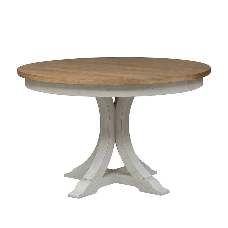 Table de salle à manger ovale sur pied de couleur blanc antique
