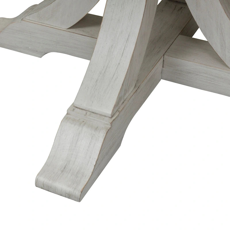 Table de salle à manger ovale sur pied de couleur blanc antique