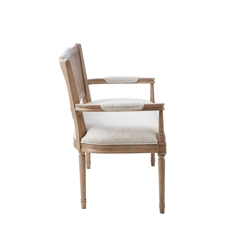 Causeuse en rotin beige avec cadre en bois massif