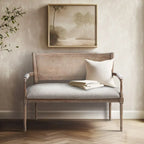 Causeuse en rotin beige avec cadre en bois massif