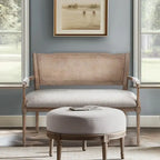 Causeuse en rotin beige avec cadre en bois massif