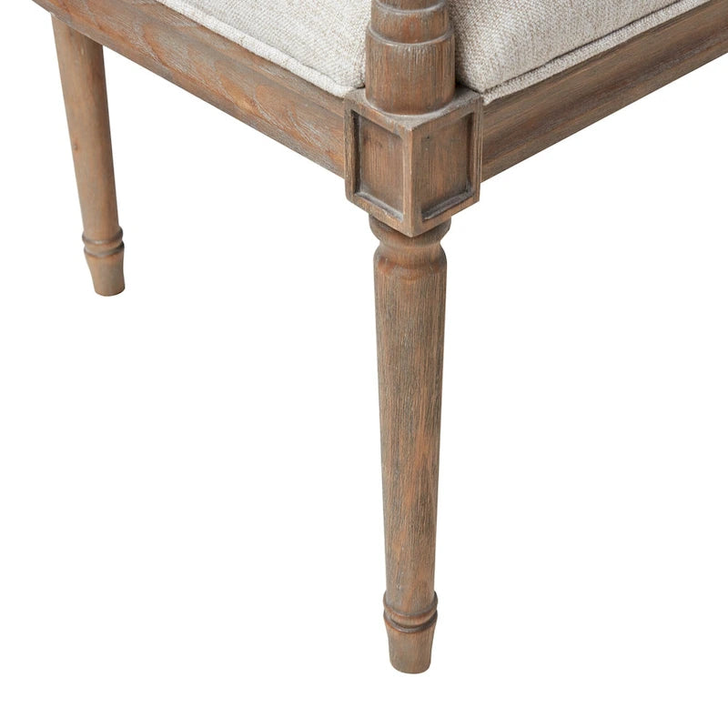 Causeuse en rotin beige avec cadre en bois massif