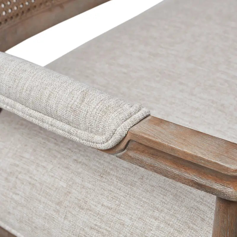Causeuse en rotin beige avec cadre en bois massif