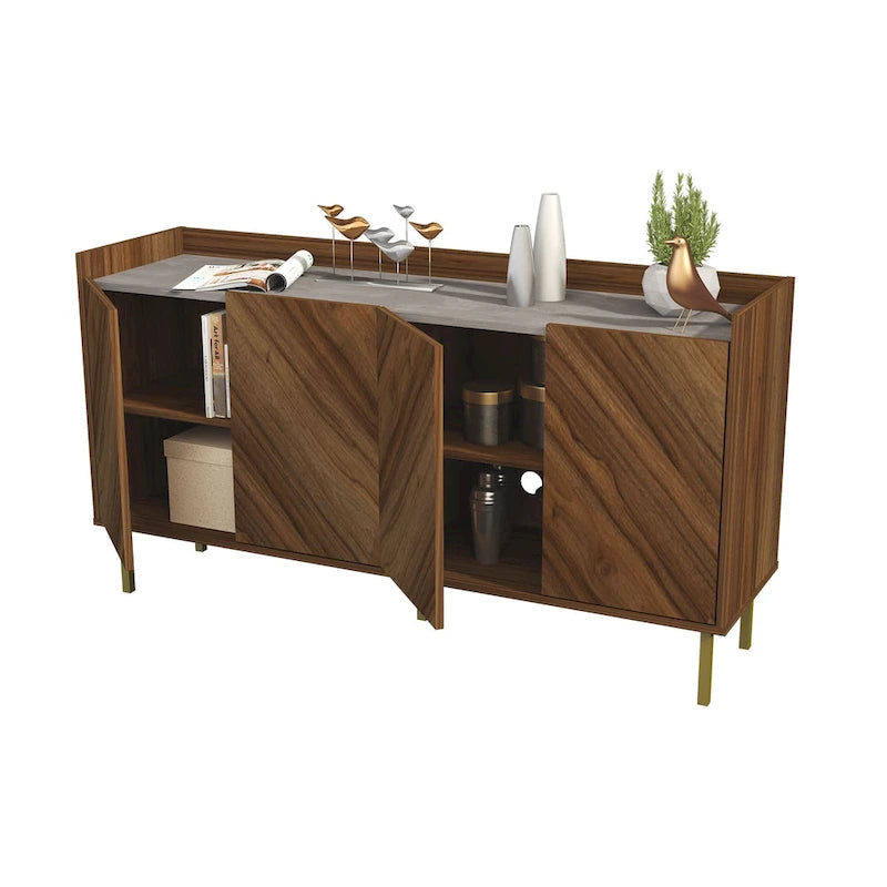 Console de buffet avec pieds dorés et rangement
