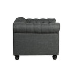 Fauteuil Chesterfield capitonné avec rivets décoratifs et pieds en bois massif