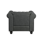 Fauteuil Chesterfield capitonné avec rivets décoratifs et pieds en bois massif