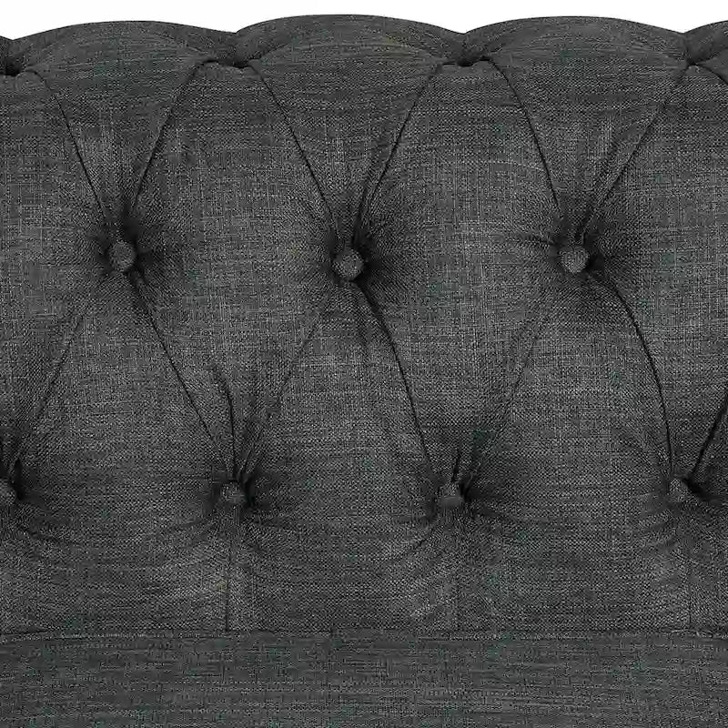 Fauteuil Chesterfield capitonné avec rivets décoratifs et pieds en bois massif