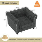 Fauteuil Chesterfield capitonné avec rivets décoratifs et pieds en bois massif
