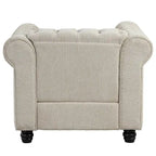 Fauteuil Chesterfield capitonné avec rivets décoratifs et pieds en bois massif