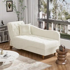 Chaise longue de rangement capitonnée avec accoudoir réglable et oreiller lombaire