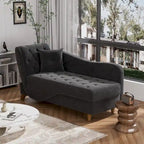 Chaise longue de rangement capitonnée avec accoudoir réglable et oreiller lombaire