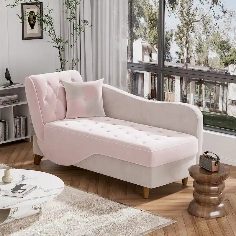 Chaise longue de rangement capitonnée avec accoudoir réglable et oreiller lombaire
