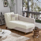 Chaise longue de rangement capitonnée avec accoudoir réglable et oreiller lombaire