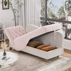 Chaise longue de rangement capitonnée avec accoudoir réglable et oreiller lombaire