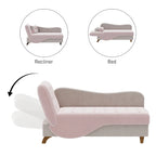 Chaise longue de rangement capitonnée avec accoudoir réglable et oreiller lombaire