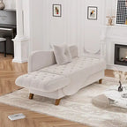 Chaise longue de rangement capitonnée avec accoudoir réglable et oreiller lombaire