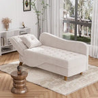 Chaise longue de rangement capitonnée avec accoudoir réglable et oreiller lombaire