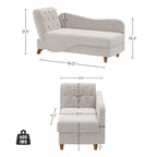 Chaise longue de rangement capitonnée avec accoudoir réglable et oreiller lombaire