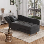 Chaise longue de rangement capitonnée avec accoudoir réglable et oreiller lombaire