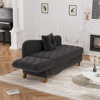 Chaise longue de rangement capitonnée avec accoudoir réglable et oreiller lombaire