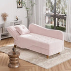 Chaise longue de rangement capitonnée avec accoudoir réglable et oreiller lombaire