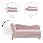 Chaise longue de rangement capitonnée avec accoudoir réglable et oreiller lombaire