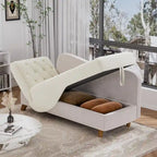 Chaise longue de rangement capitonnée avec accoudoir réglable et oreiller lombaire