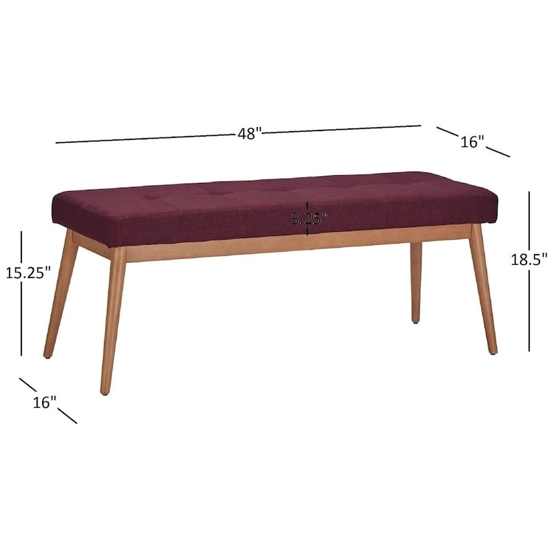Banc de salle à manger capitonné avec pieds inclinés