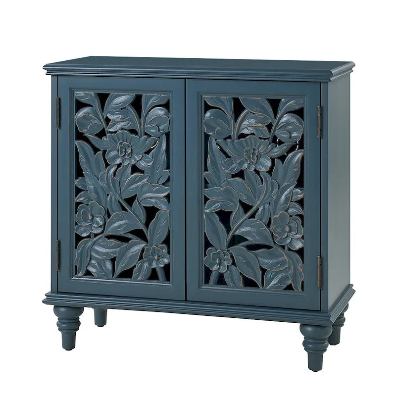 Meuble d'appoint 32" avec éclairage LED et portes sculptées
