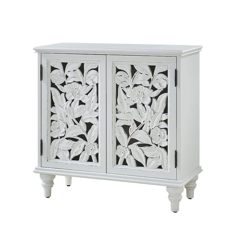 Meuble d'appoint 32" avec éclairage LED et portes sculptées