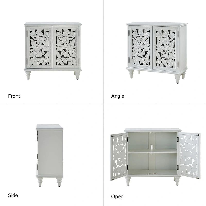 Meuble d'appoint 32" avec éclairage LED et portes sculptées