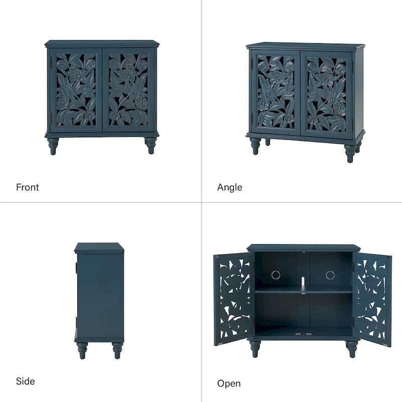 Meuble d'appoint 32" avec éclairage LED et portes sculptées