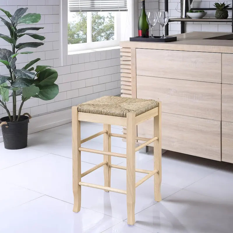 Tabouret de comptoir en bois sans dossier, carré Rush, 24 po